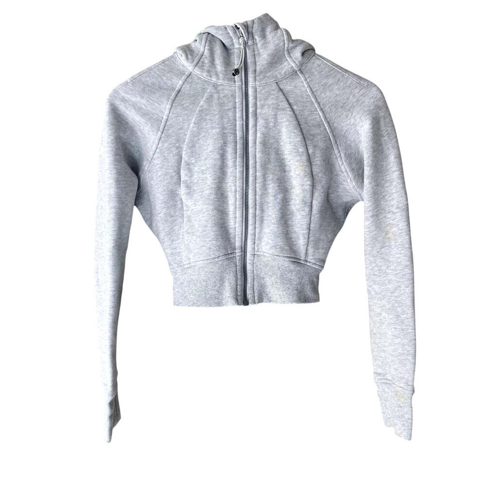 Lululemon Scuba Full-Zip Cropped Hoodie Heathered Core Ultra Light Grey 2